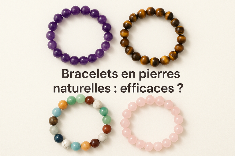 bracelets en pierres efficaces autour texte fond clair