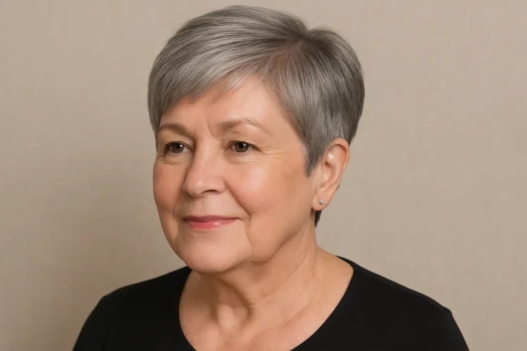 coupe de cheveux court femme 60 ans visage rond