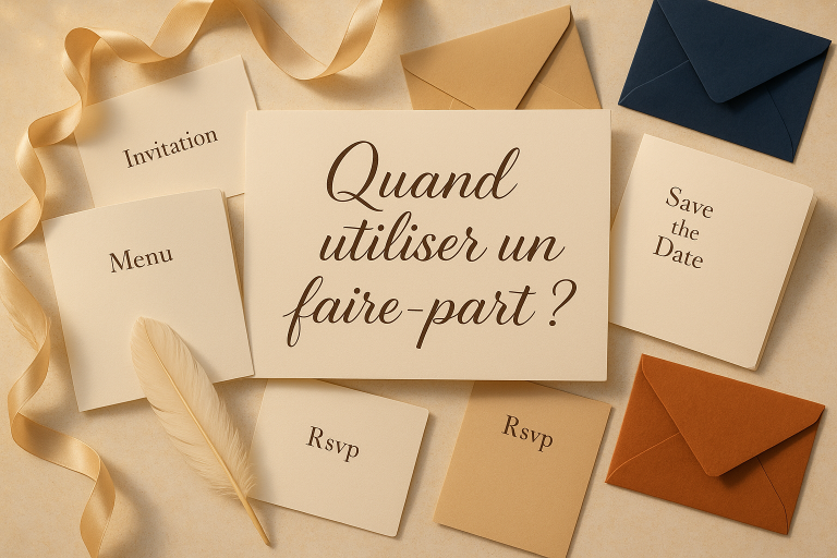 Faire-part personnalisé bureau raffiné ruban enveloppes élégantes