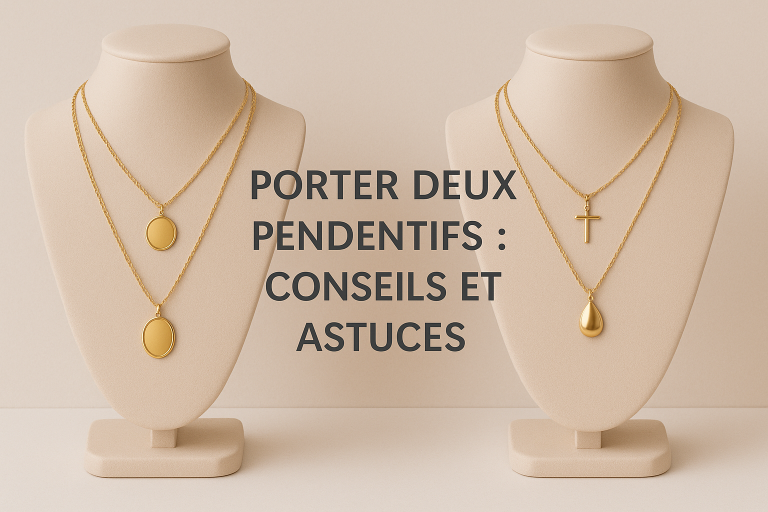 Porter deux pendentifs colliers superposés bustes dos
