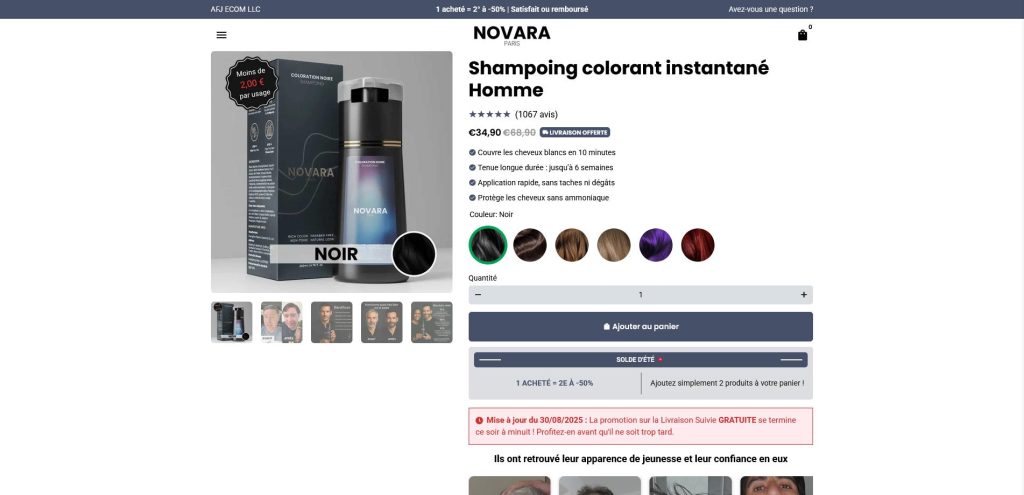shampoing colorant Novara Paris