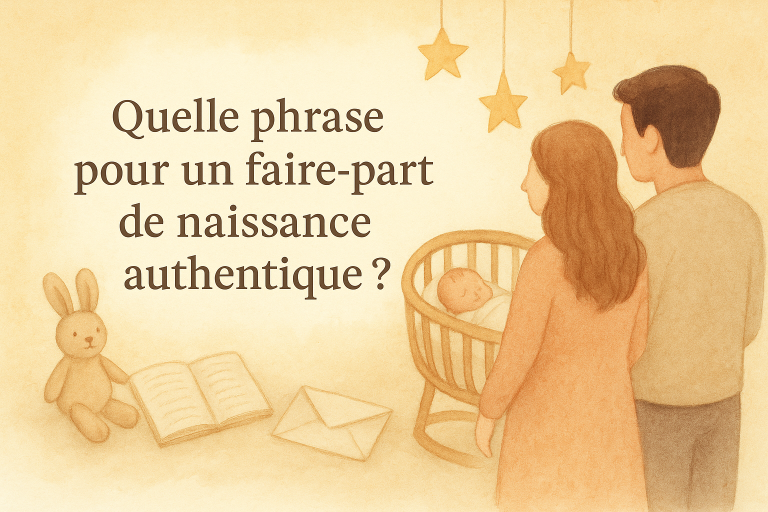 faire-part de naissance scène illustrée famille