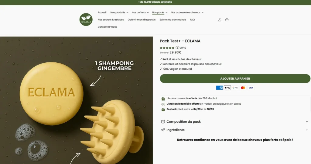 Eclama est une marque française de soins capillaires