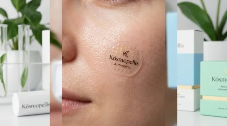 Patchs Kósmopellis anti-âge à micro-aiguilles : gros plan sur application et technologie.