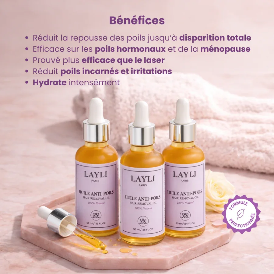 Ce que promet réellement l’huile anti-poils Layli