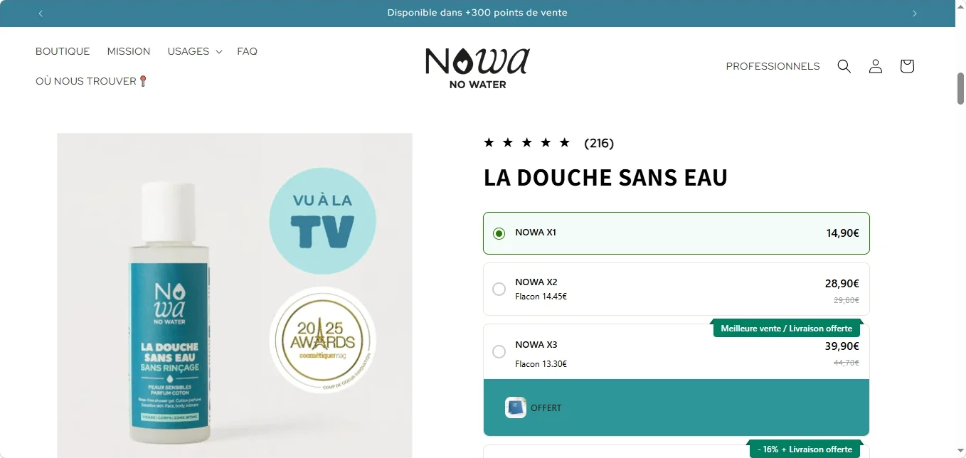 Nowa no water avis complet sur le gel douche sans rinçage