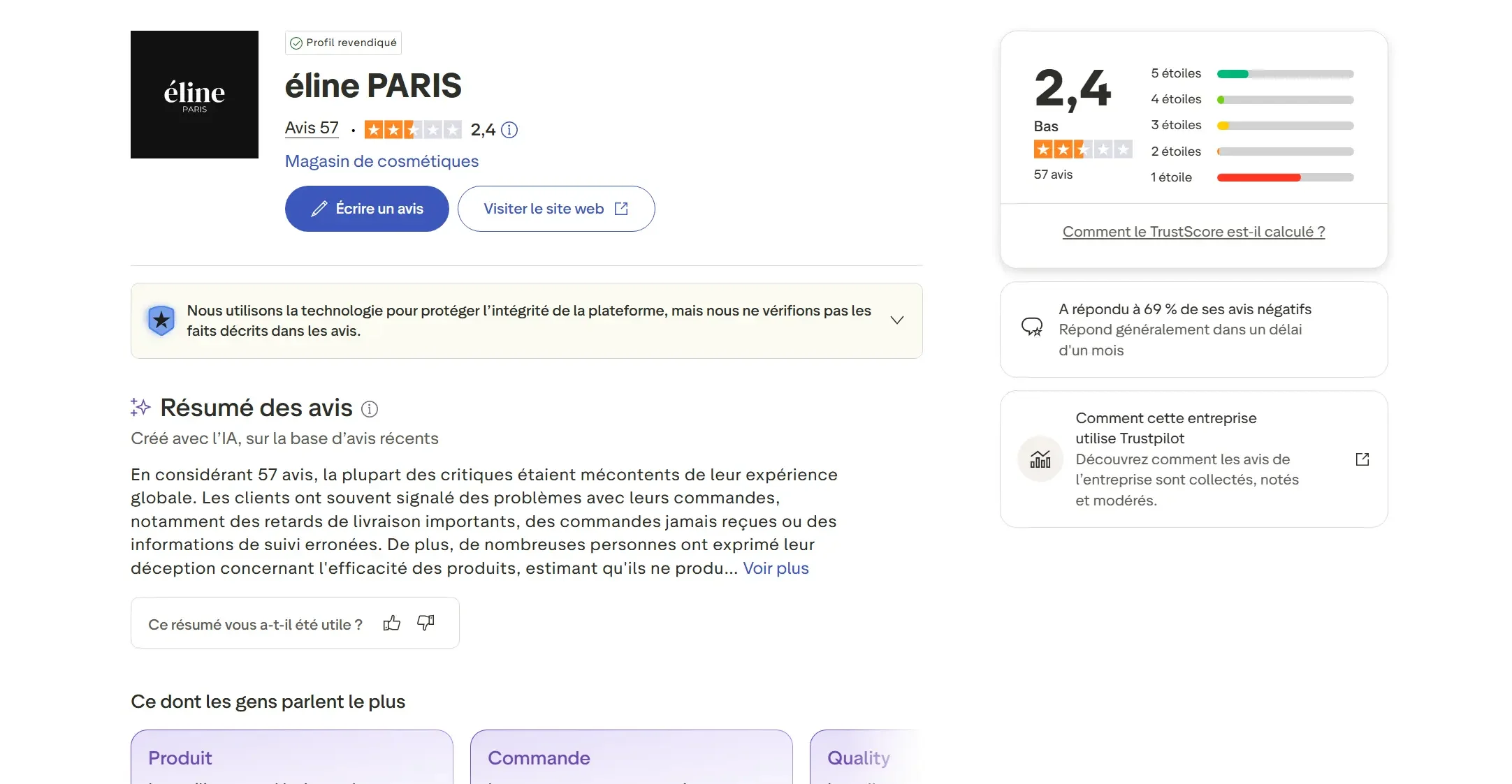 Eline paris avis sur la fiabilité du site et du lisseur de rides