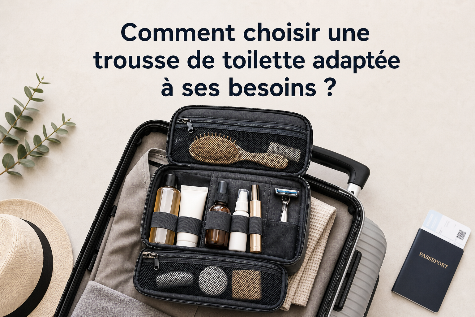 Choisir une trousse de toilette ouverte avec accessoires