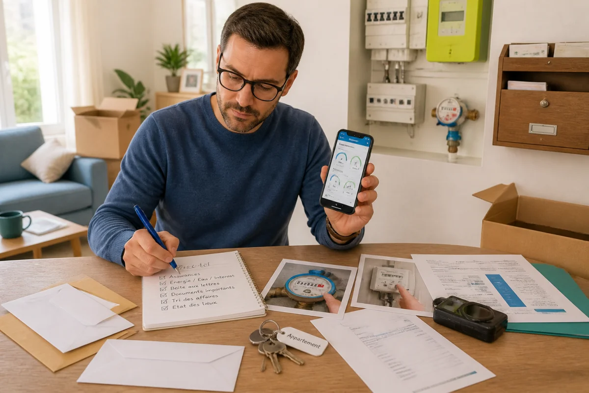 Formalités après décès pour une famille : proche organisant le logement avec checklist, clés et relevés de compteurs